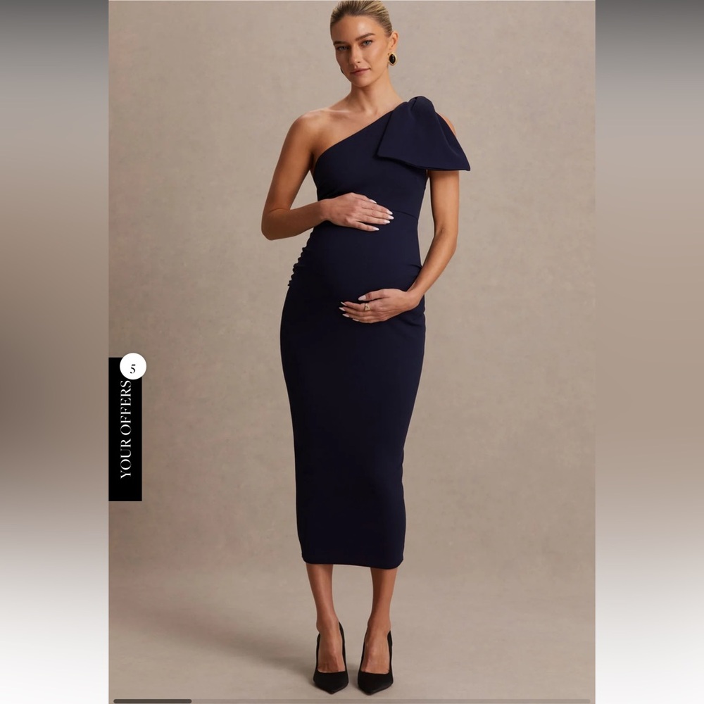 Club L London Dark Blue One-Shoulder Dress